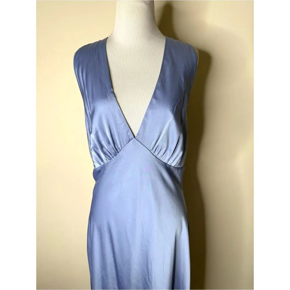 Abercrombie Pale Blue Satin Cowl Back Maxi Dress